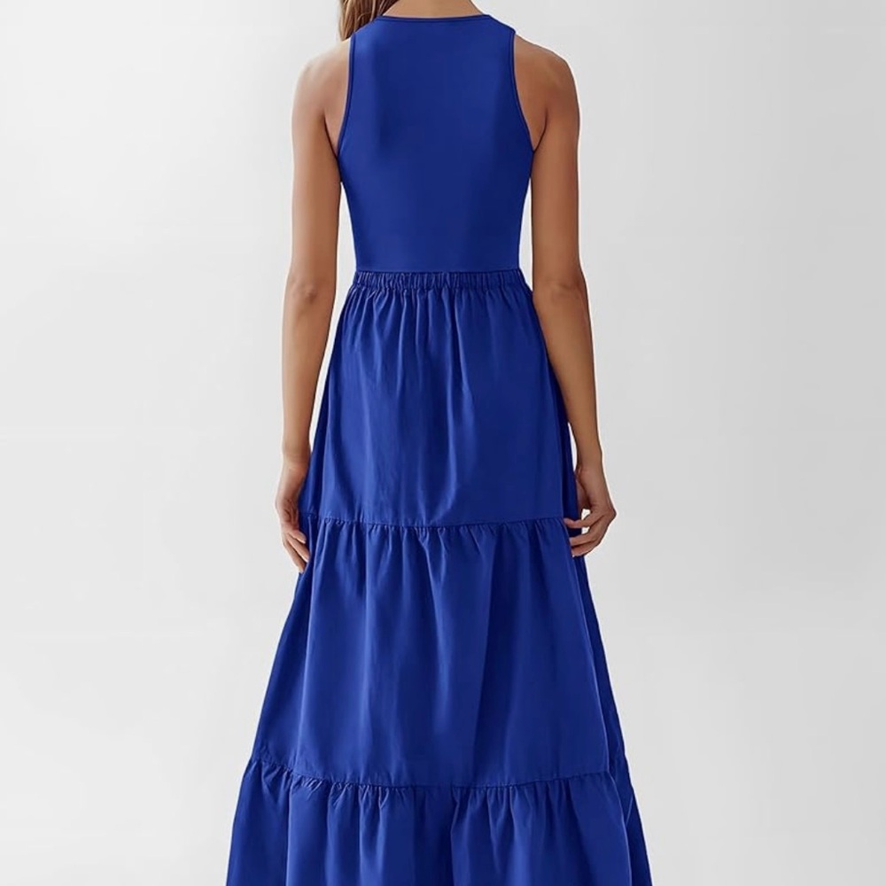 Women Sleeveless Dress Maxi, Ribbed with Pockets - Picture 2 of 3